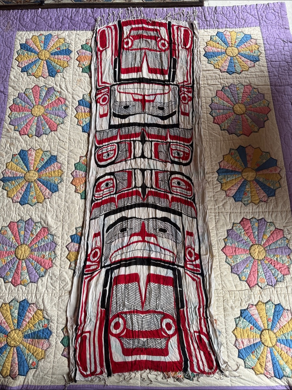 PNW Native-Inspired Red and Black Wrap Scarf Native Northwest Brand